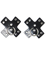 Black Synthetic Leather Cross Pasties with O-Rings