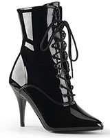 Patent Leather Lce Up Ankle Boots - 4" Heel
