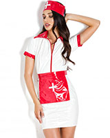 Indecent Orderly Gloss PVC Nurse Dress with Apron and Cap