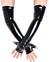 Black Gloss PVC Shoulder Length Fingerless Gloves