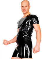 Glued Latex Short Suit with Back Zipper