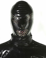Back Zipped Latex Hood with Swiss Cheese Eyes and Mouth Holes