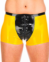 Bi Color Latex Shorts with Front Zipper