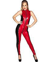Glued Latex Sabrina Two Tone Catsuit with 2-Way Zipper