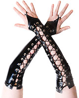 Rubber Fingerless Lace Up Gloves