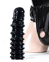 Ribbed Latex Penis Sheath with Double Ring for Fixing