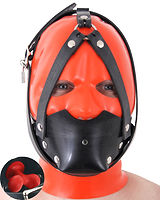 Heavy Rubber Muzzle with Infl. Butterfly Gag and Head Harness