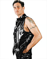 Stitched Latex Waistcoat with 2 Pockets and Button Closure