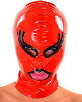 Latex Hood with Contrast Colour Eylashes - Optional with Zip