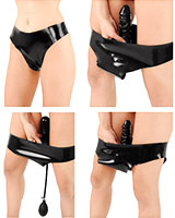 Latex Panty with 3 Interchangeable Dildos - 0.6 mm