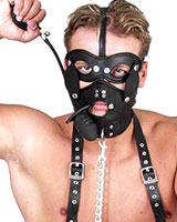 Leather Face Harness with Inflatable Gag