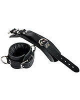 Padded Black Blank Leather Leg Cuffs with D-Rings