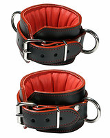 Leather Leg Cuffs - padded - with D-Rings