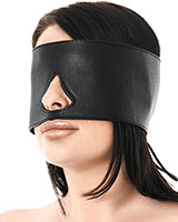 Black Leather Eye Mask with Back Lacing