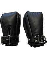 Padded Black Leather Premium Fist Mitts - Lockable