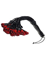 Leather Flogger with 18 Tails with Red Roses