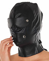Leather Hood with Detachable Eyes and Mouth Flaps