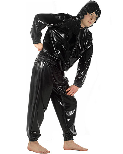 2-teiliger Jogging-Anzug aus genähtem Latex