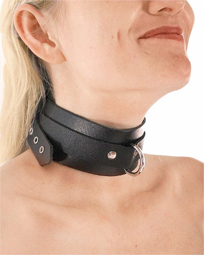 Halsband aus festem Leder mit D-Ring