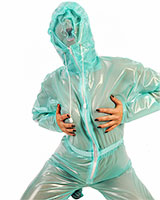 Ladies' PVC Jumpsuit with Enclosed Hood - up to 4XL