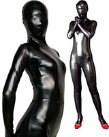 Black Shiny Metallic Zenshin Tights Suit - Options Available