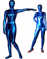 Metallic Look Zenshin Tights-Anzug in blau