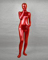 Red Shiny Metallic Zenshin Tights Suit