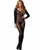 Sheer Long Sleeved Bodystocking with Open Crotch