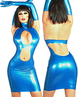(Bild für) Minikleid aus geklebtem Latex mit Nackenträger - zum Schließen ins Bild klicken