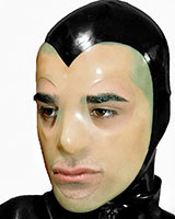 (Bild für) Latexhaube für Herren mit eingearbeiteter Gesichtsmaske und RV - zum Schließen ins Bild klicken