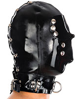1mm Latex Bondage Hood with Eye and Mouth Flaps and Zipper