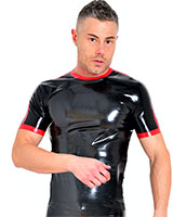 Latex T-Shirt mit roten Rändern