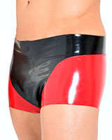 Boxer-Shorts aus geklebtem Latex in rot mit schwarz