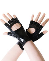 Fingerfreie kurze Handschuhe aus schwarzem Latex