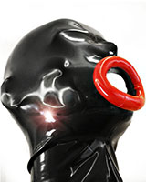 Glued Latex Hood with Large Red Lips and Zipper