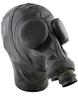 Russische Gasmaske mit Haube und Augenklappen