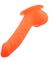 Latex Penis Sheath CARLOS with Base Plate - 15 cm Neon Orange