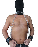 Leather Neck and Hand Restraints with Chain