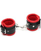 (image for) Padded Leather Ankle Cuffs with Carabine Hooks - also Lockable