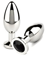 (Bild für) Analplug aus Edelstahl mit schwarzem Schmuckstein - 3 Größen