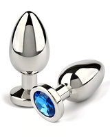 (Bild für) Analplug aus Edelstahl mit blauem Schmuckstein - 3 Größen