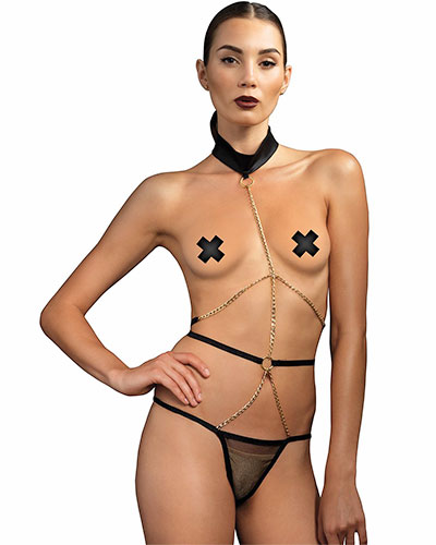 Body mit Ketten und Mesh-String