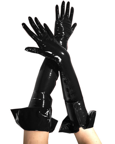 (Bild für) Handschuhe aus Stretchlack - lang - mit Reißverschluß