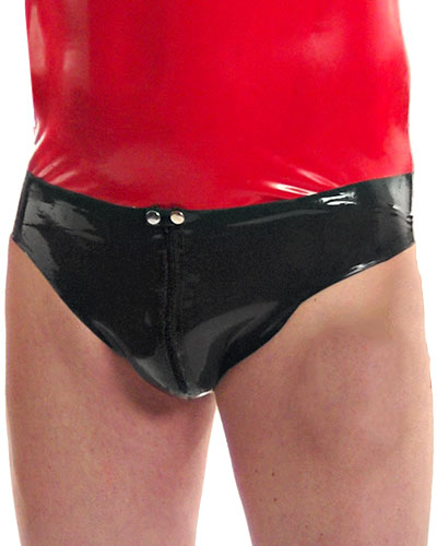 Latexslip mit Ausbuchtung und Reißverschluß