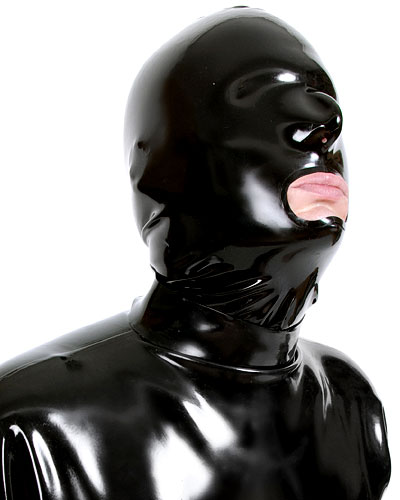 Haube aus Latex mit Mundöffnung - optional mit Reißverschluß