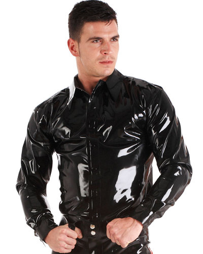 Herrenhemd aus geklebtem schwarzem Latex