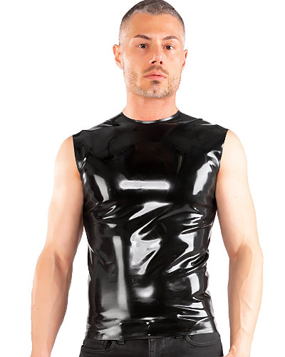 Ärmelloses Shirt aus geklebtem schwarzem Latex