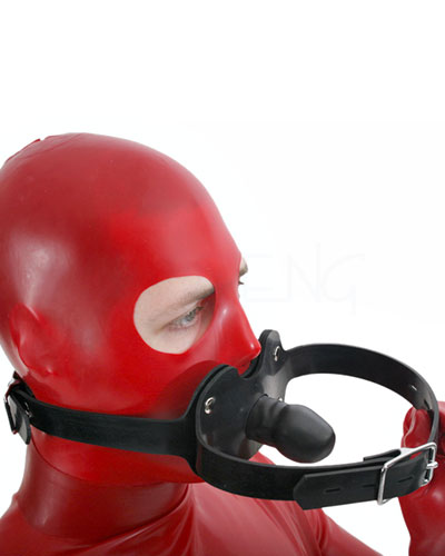 Thick Black Rubber Double Gag - optional Lockable