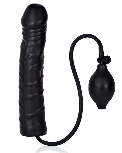 Aufpumpbarer Dildo aus Latex - 24 cm - schwarz