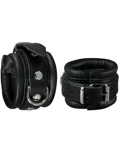 (Bild für) Handfesseln aus gefüttertem Leder mit D-Ring - 5 cm breit